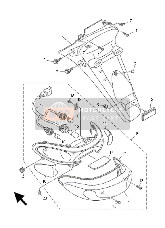 Yamaha XC125E VITY VITY 2009 Fanale Posteriore per un 2009 Yamaha XC125E VITY VITY